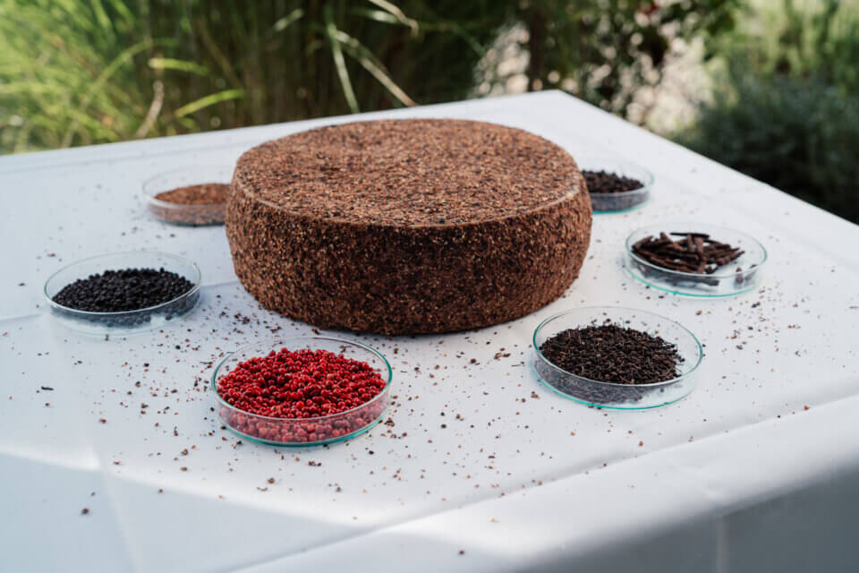 Produktfoto des Käselaibs mit seinen 6 Pfeffer