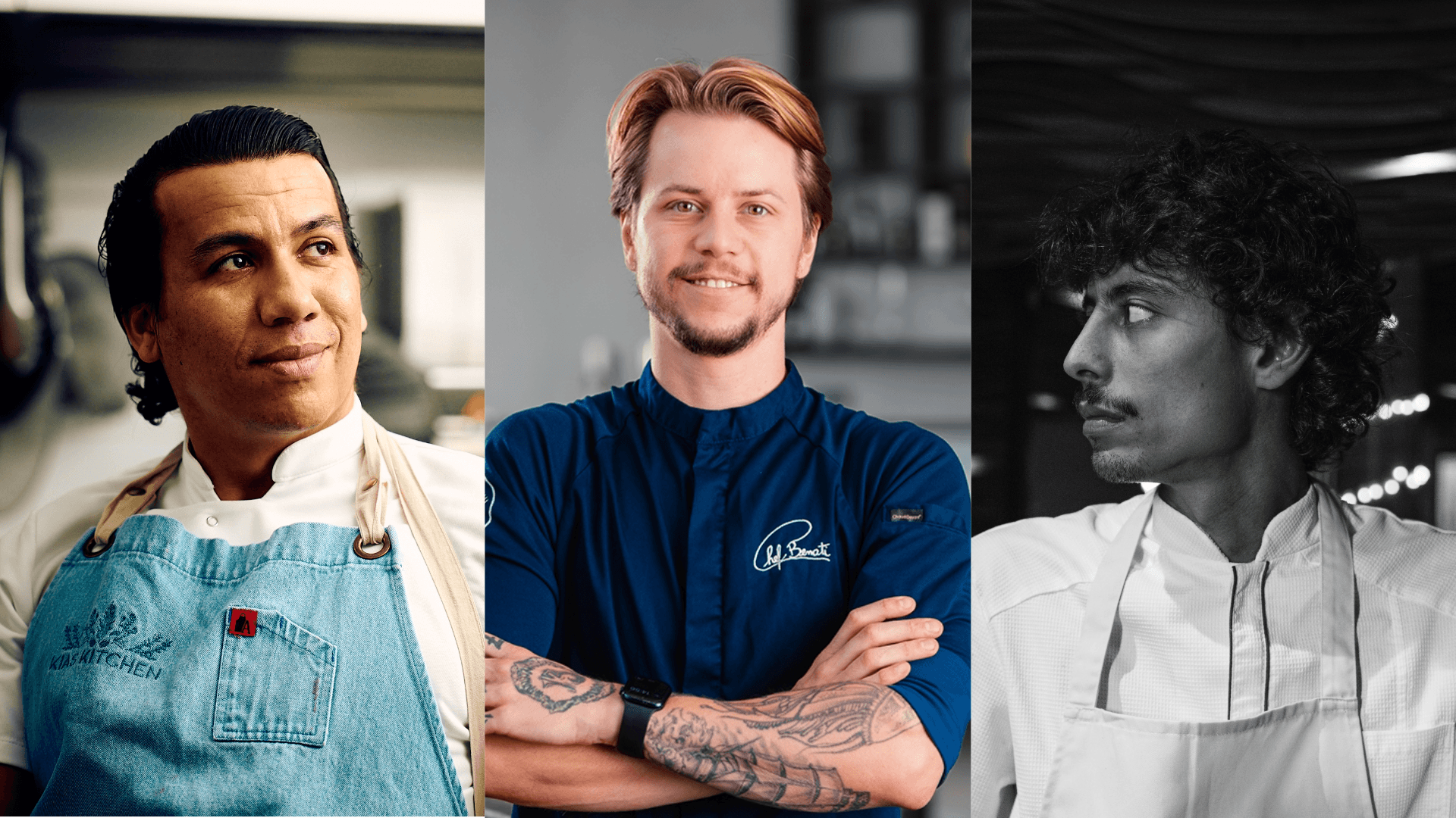 KIAS-Küchenchef Kias Burget aus Wien, Schattbuch-Küchenchef Caio Benati und Casa-Chef Enzo Vieira aus São Paulo